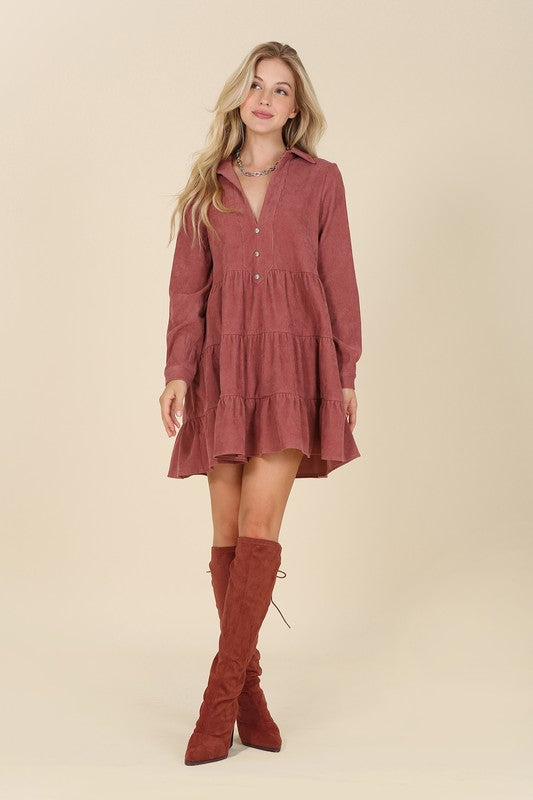 Corduroy tiered dress - Jake J Shop