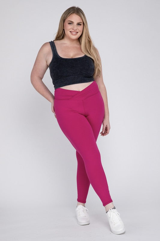 Plus V Waist Full Length Leggings - Jake J Shop