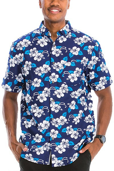 WS7007N Weiv Mens Print Hawaiian Button Down Shirt - Jake J Shop