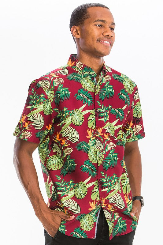 Weiv Mens Print Hawaiian Button Down Shirt - Jake J Shop