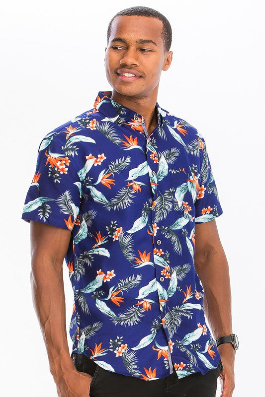 Hawaiian Print Button Down Shirt - Jake J Shop