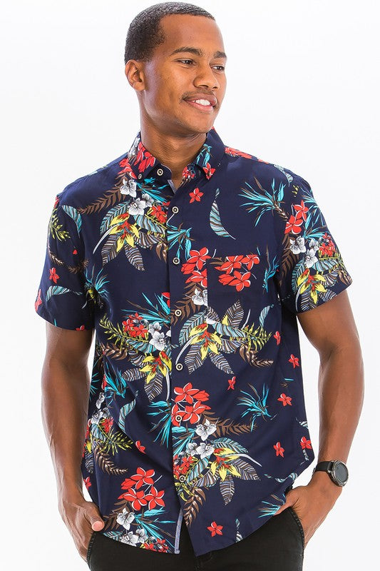 Hawaiian Print Button Down Shirt - Jake J Shop