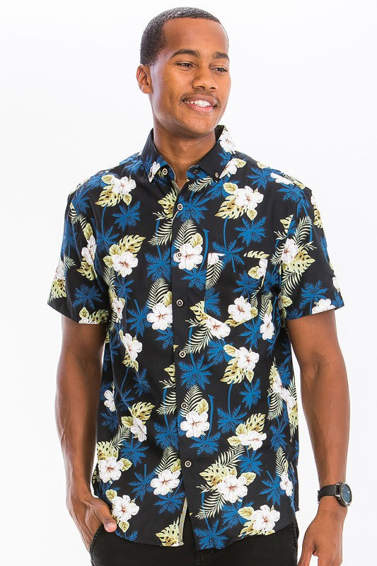 Hawaiian Print Button Down Shirt - Jake J Shop