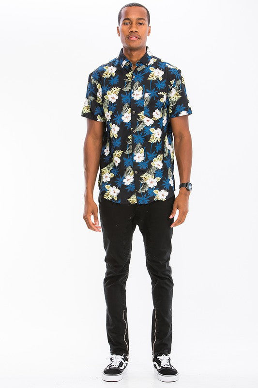 Hawaiian Print Button Down Shirt - Jake J Shop