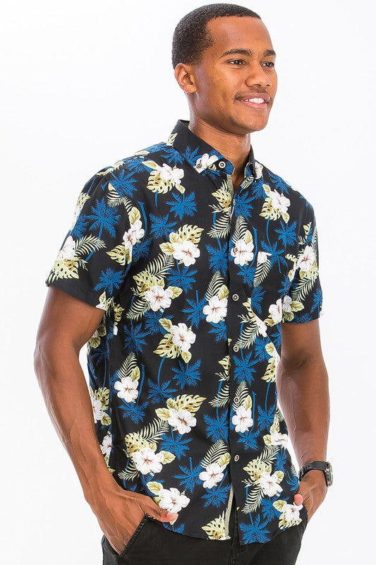 Hawaiian Print Button Down Shirt - Jake J Shop