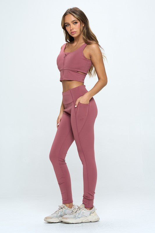 Zip Up Crop Sports Tank Top Set - Jake J Shop