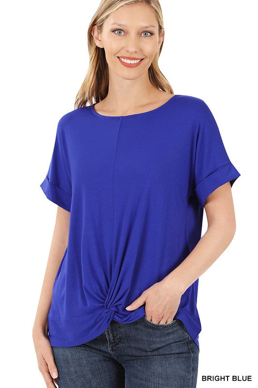 Rayon Span Crepe Knot-Front Top - Jake J Shop