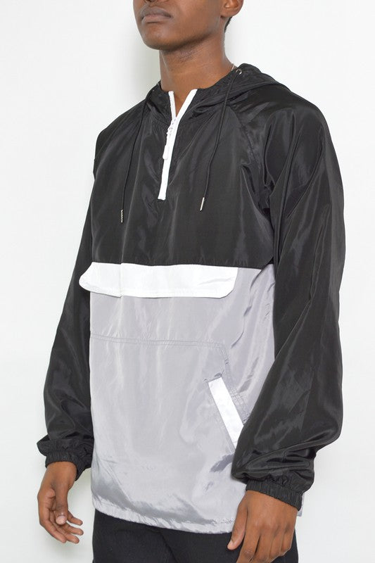 Color Block Anorak Jacket Pullover Windbreaker - Jake J Shop