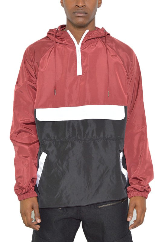 Color Block Anorak Jacket Pullover Windbreaker - Jake J Shop