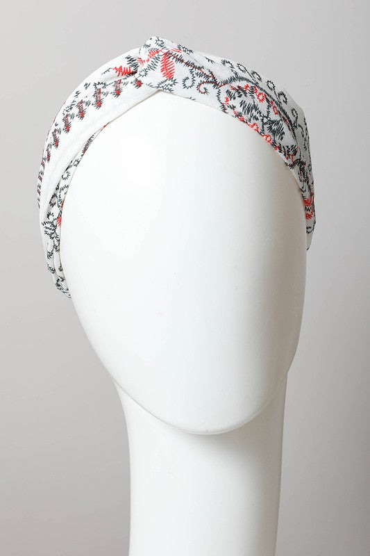 Bohemian Stitch Print Twist Headwrap - Jake J Shop