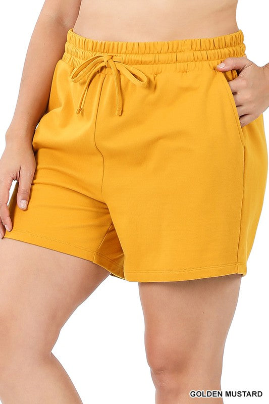 Plus French Terry Drawstring Waist Shorts