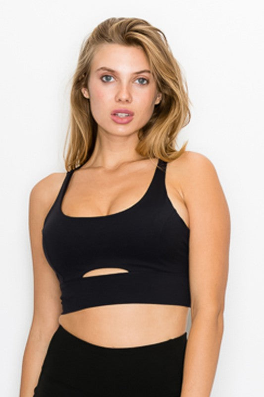 Cross Back Front Slit Sports Bra - Jake J Shop