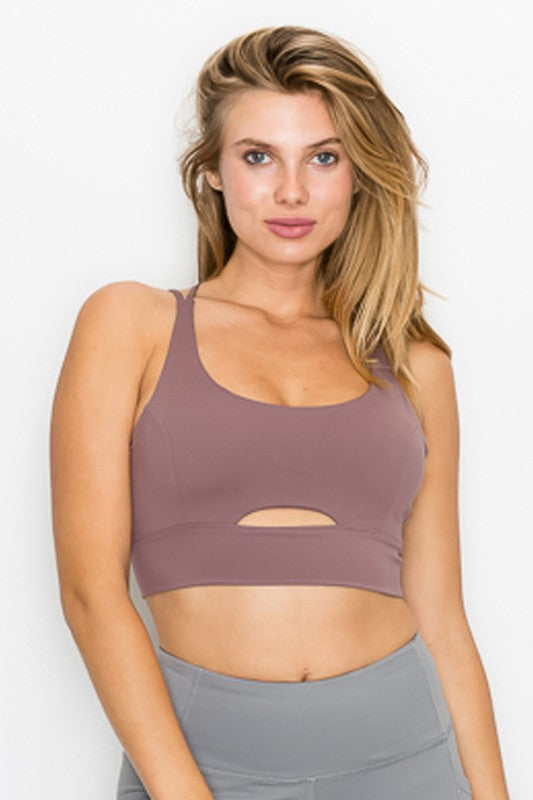 Cross Back Front Slit Sports Bra - Jake J Shop