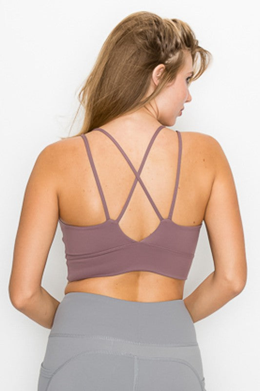 Cross Back Front Slit Sports Bra - Jake J Shop