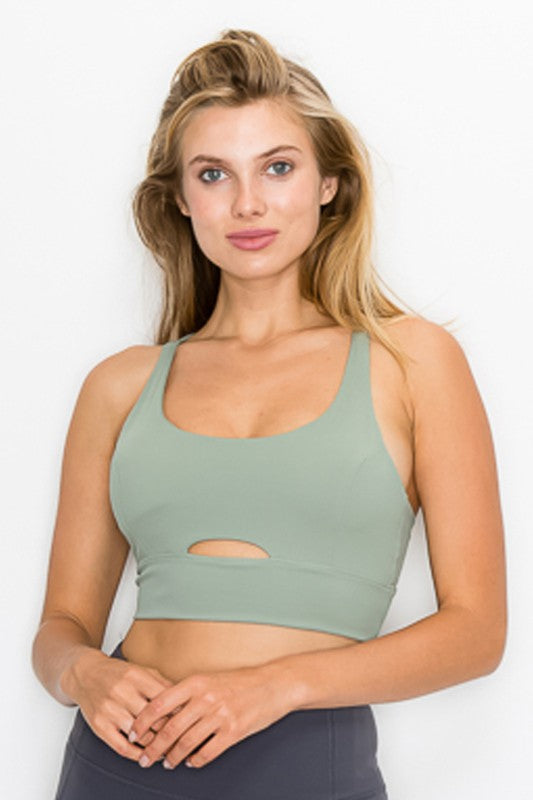 Cross Back Front Slit Sports Bra - Jake J Shop