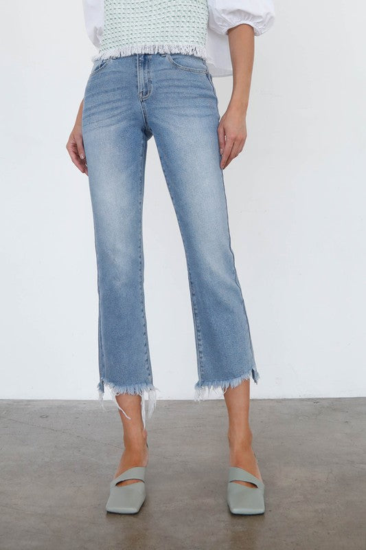 HIGH RISE CROP BOOT CUT JEANS