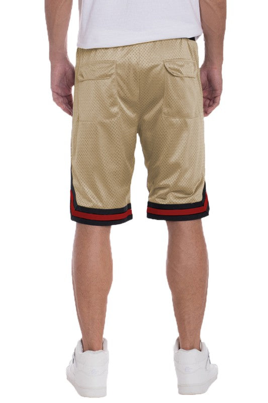 STRIPED BAND SOLID BASKETBALL SHORTS - Jake J Shop