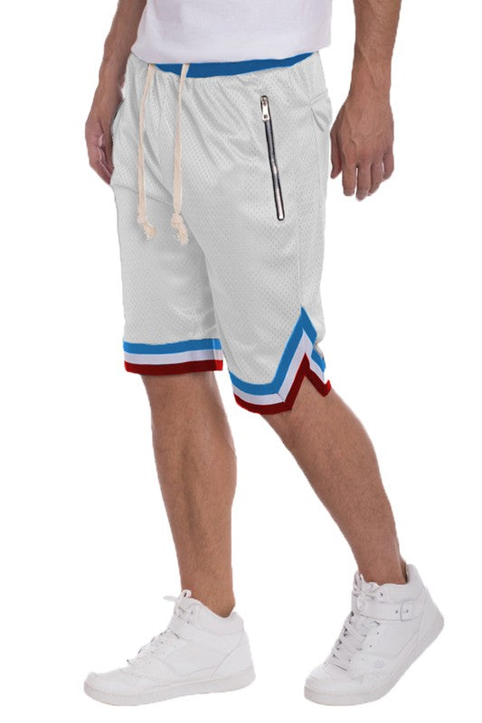 STRIPED BAND SOLID BASKETBALL SHORTS - Jake J Shop