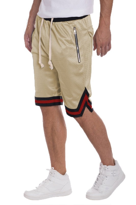 STRIPED BAND SOLID BASKETBALL SHORTS - Jake J Shop