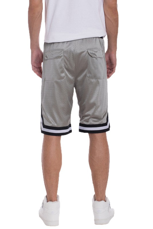 STRIPED BAND SOLID BASKETBALL SHORTS - Jake J Shop