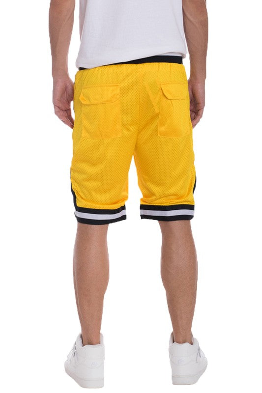 STRIPED BAND SOLID BASKETBALL SHORTS - Jake J Shop