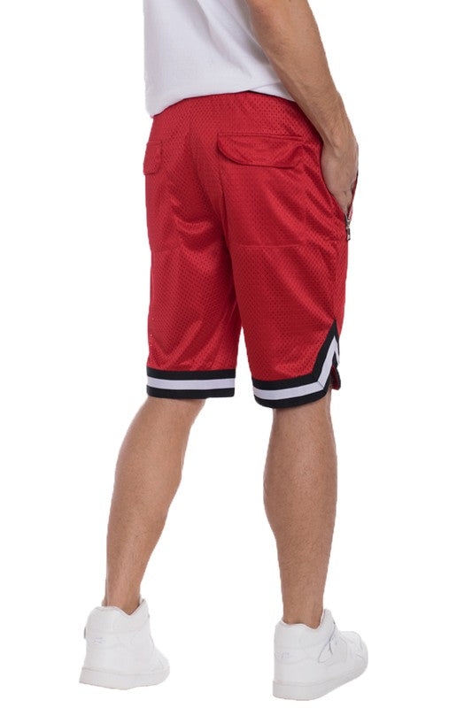 STRIPED BAND SOLID BASKETBALL SHORTS - Jake J Shop