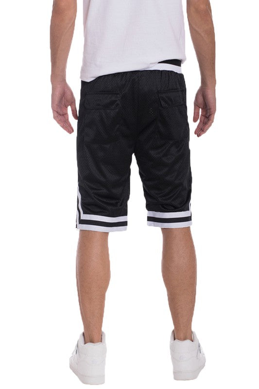 STRIPED BAND SOLID BASKETBALL SHORTS - Jake J Shop