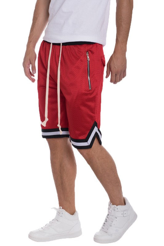 STRIPED BAND SOLID BASKETBALL SHORTS - Jake J Shop