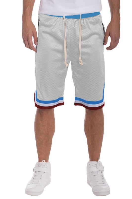 STRIPED BAND SOLID BASKETBALL SHORTS - Jake J Shop