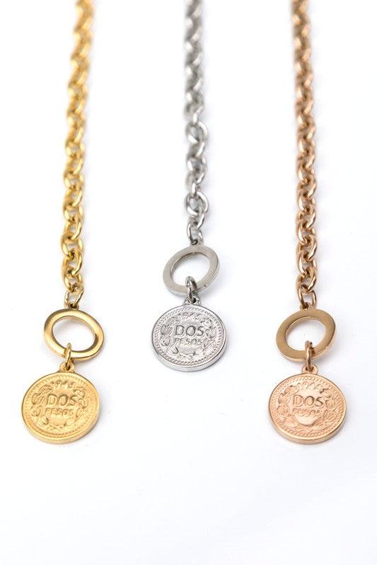 Coin Accent Chain Necklace - Jake J Shop