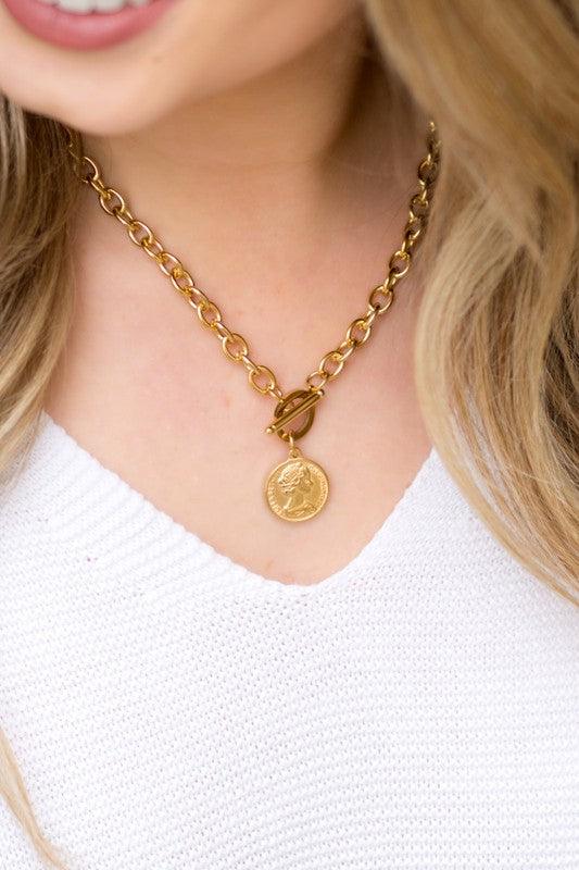 Coin Accent Chain Necklace - Jake J Shop