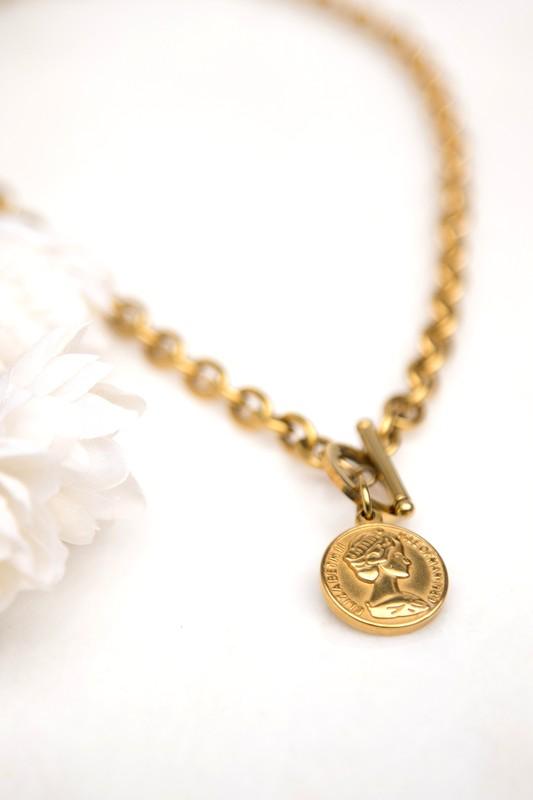 Coin Accent Chain Necklace - Jake J Shop