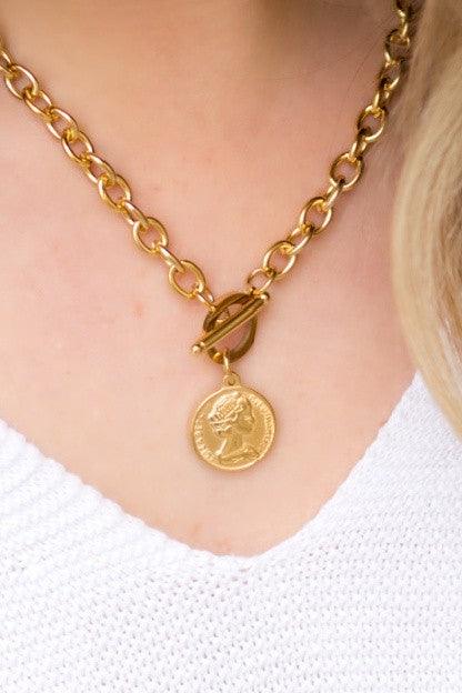 Coin Accent Chain Necklace - Jake J Shop