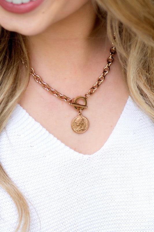 Coin Accent Chain Necklace - Jake J Shop