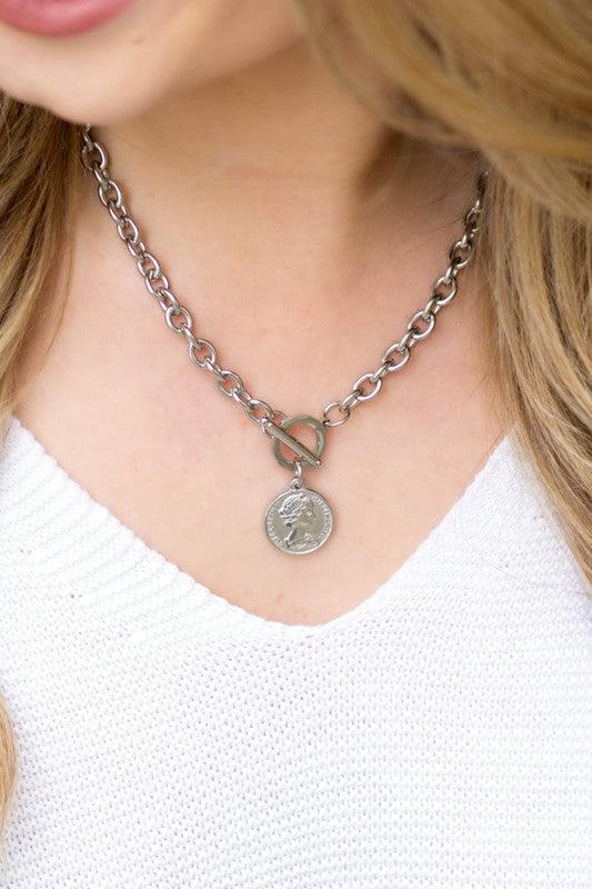 Coin Accent Chain Necklace - Jake J Shop