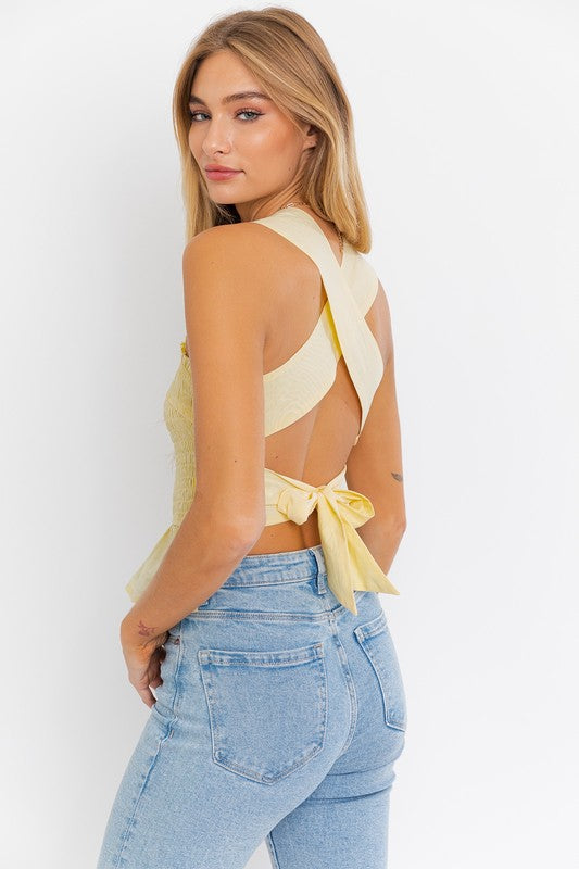 Sleeveless Smocked Peplum Top - Jake J Shop