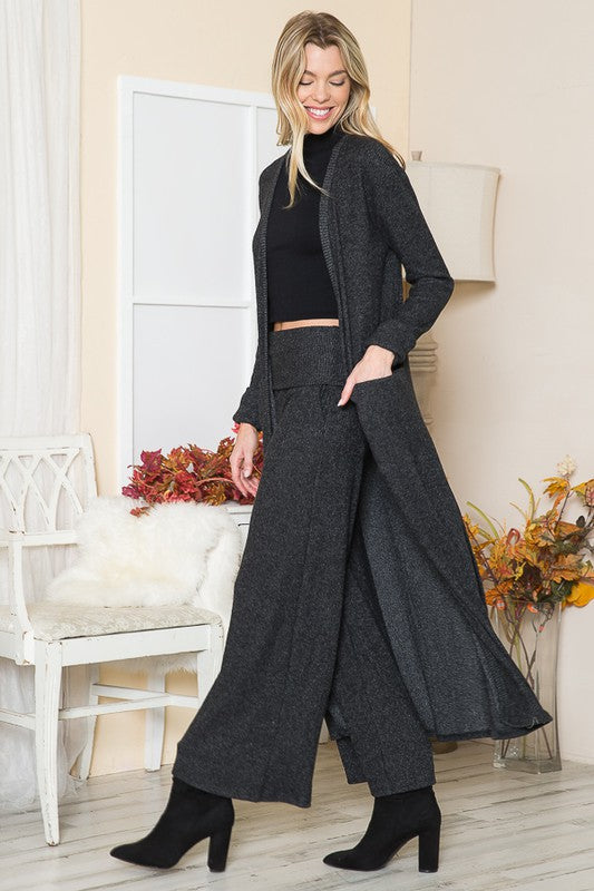 Rib Brush Wide Leg Pants with Pockets - Jake J Shop