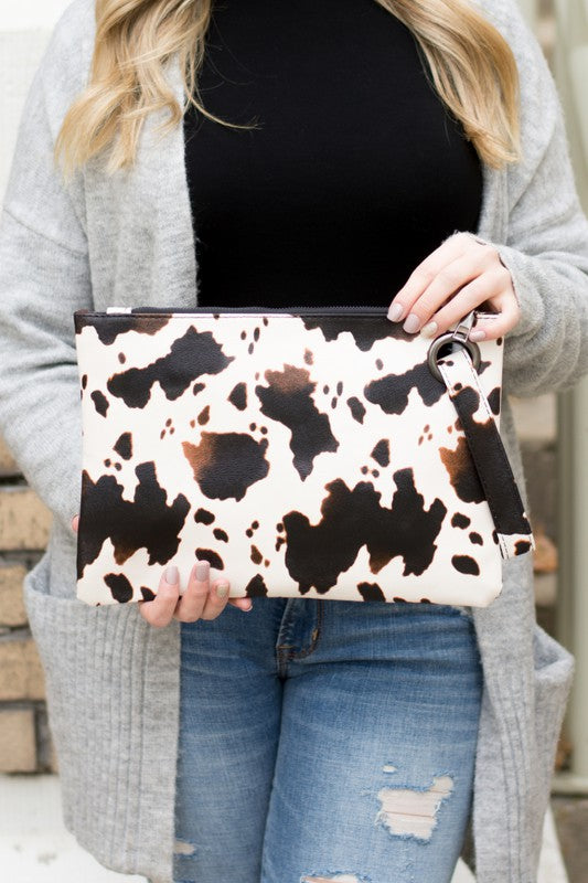 Cow Print Oversized Everyday Clutch - Jake J Shop