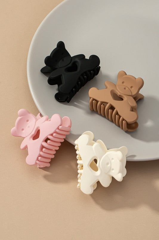 Matte finish teddy bear hair claw clip - Jake J Shop