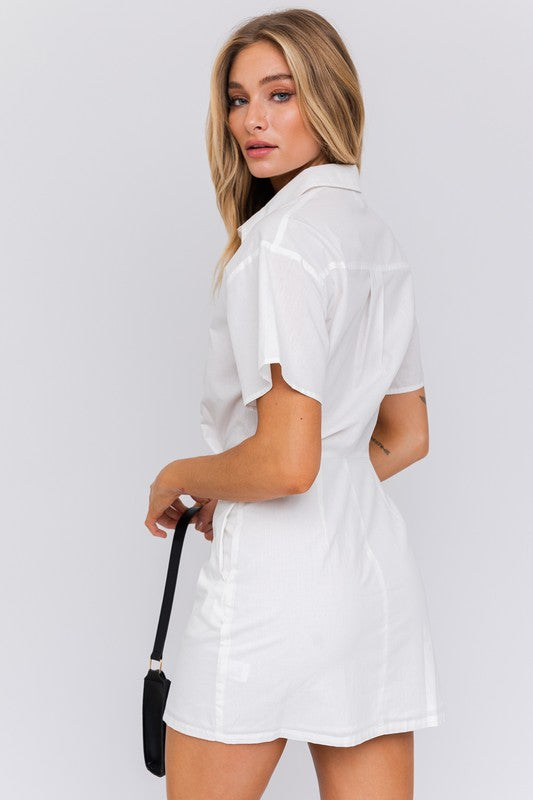 Half Sleeve Shirt Mini Dress - Jake J Shop