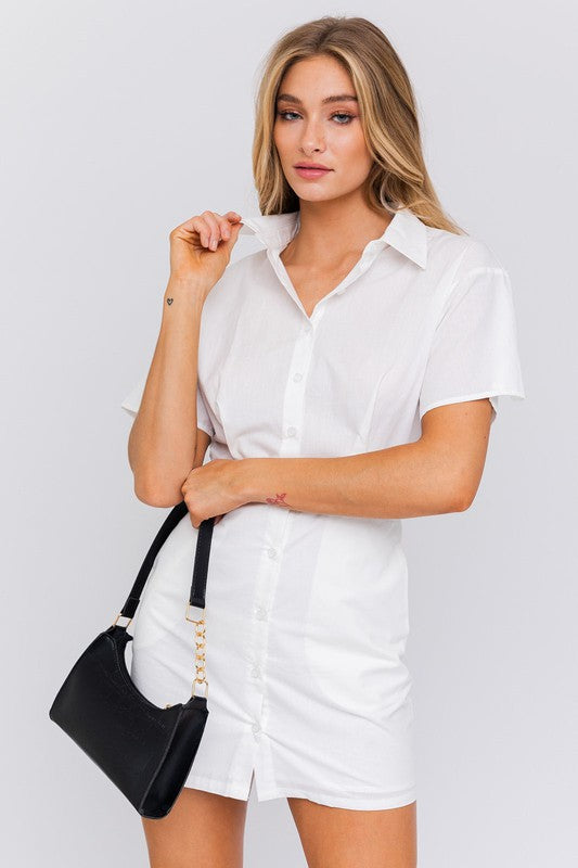 Half Sleeve Shirt Mini Dress - Jake J Shop