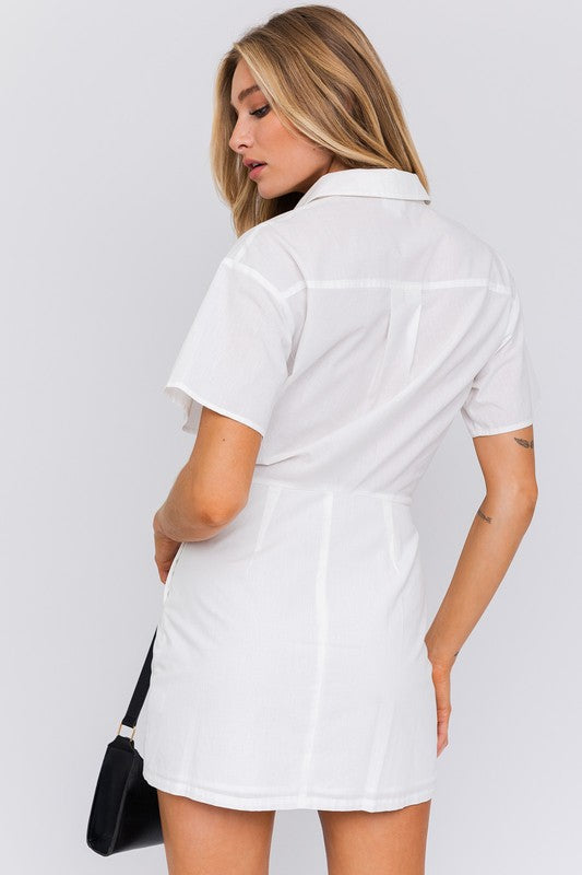 Half Sleeve Shirt Mini Dress - Jake J Shop