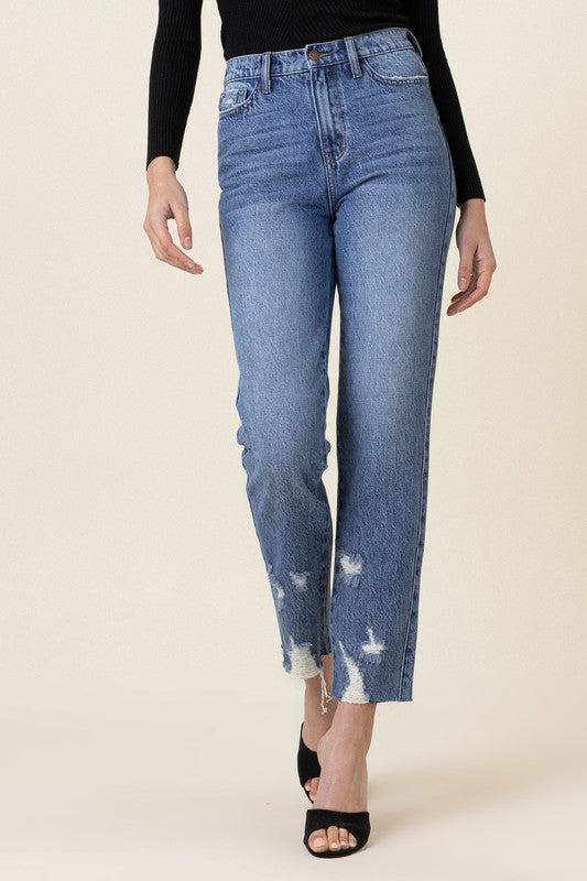 High Waisted Straight Leg Jean