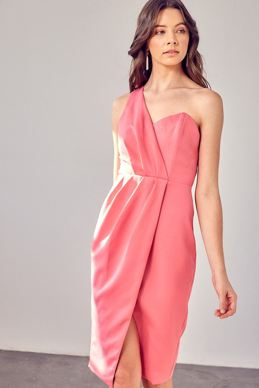 One Shoulder Overlap Dress