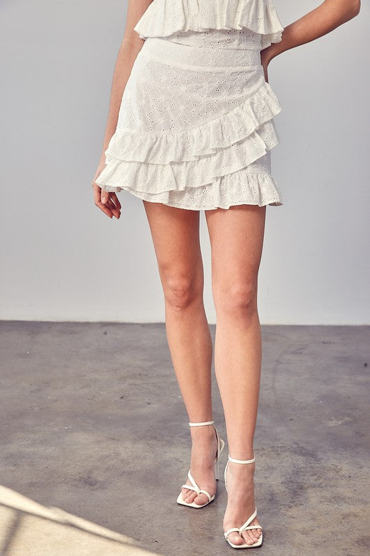 Eyelet Ruffle Skirt - Jake J Shop