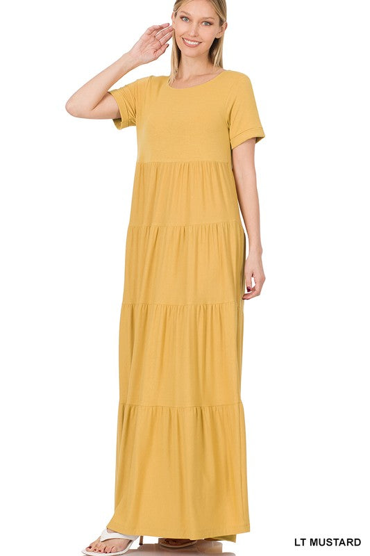 Short Sleeve Tiered Maxi Dress - Jake J Shop