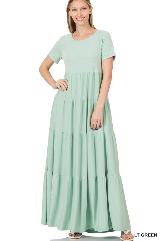 Short Sleeve Tiered Maxi Dress - Jake J Shop