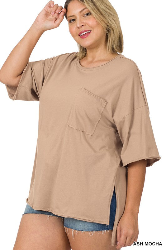 Plus Size Row Edge High-Low Hem Box Top