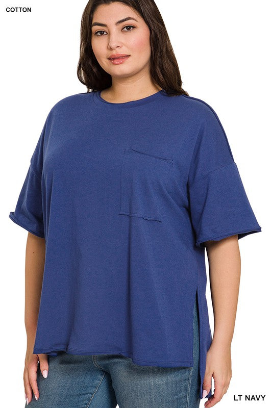 Plus Size Row Edge High-Low Hem Box Top