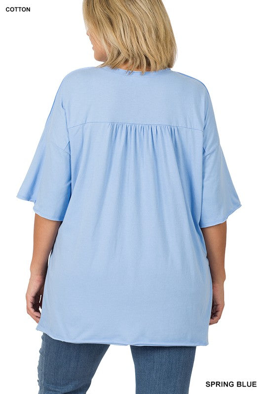 Plus Size Row Edge High-Low Hem Box Top